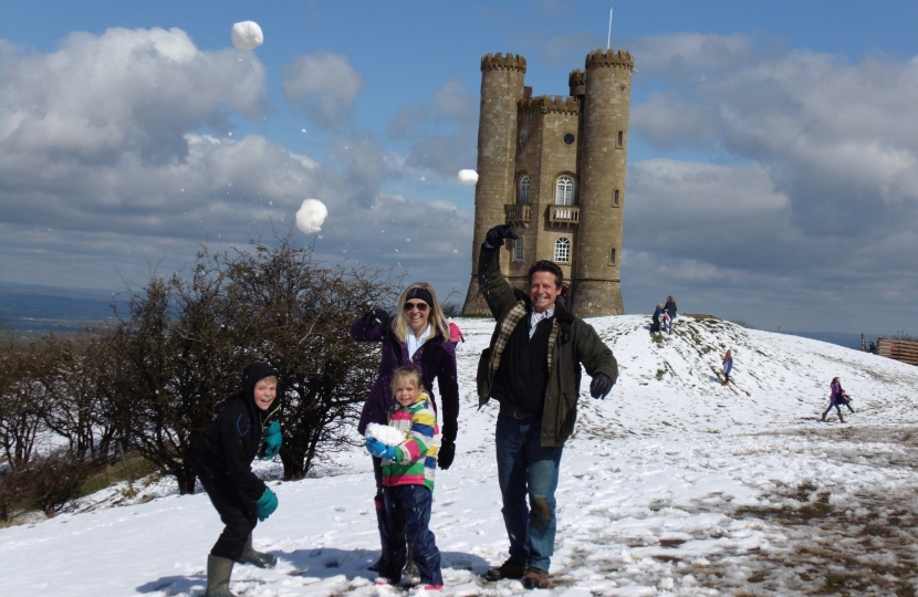 Nigel Huddleston with family at Broadway Tower