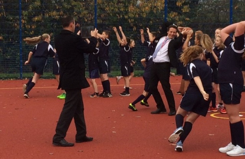 Nigel Huddleston MP in PE lesson at Westacre Middle School