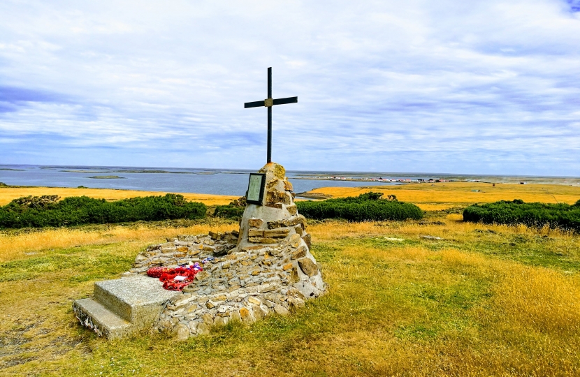 Falklands War Memorial above Goose Green