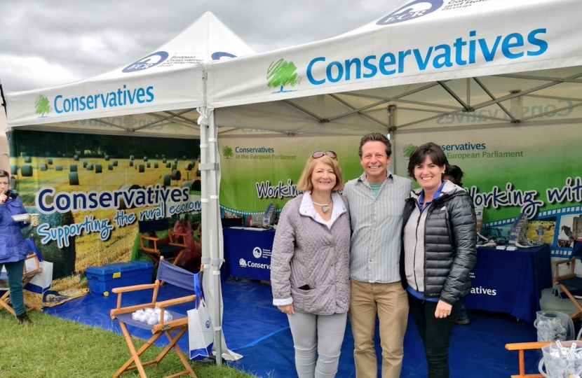 Nigel Huddleston MP with Conservative MEPs at Three Counties Show
