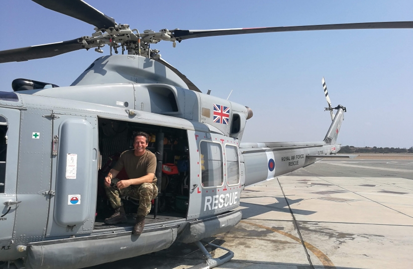 Nigel Huddleston MP in Griffin Helicopter at RAF Akrotiri