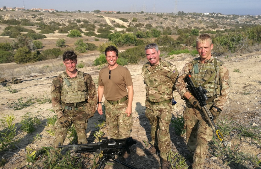 Nigel Huddleston MP with Royal Anglian Regiment soldiers