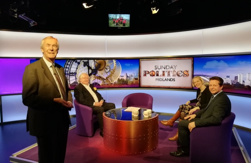 Nigel Huddleston MP recording Sunday Politics Midlands with Emma Reynolds MP and Lord Digby Jones