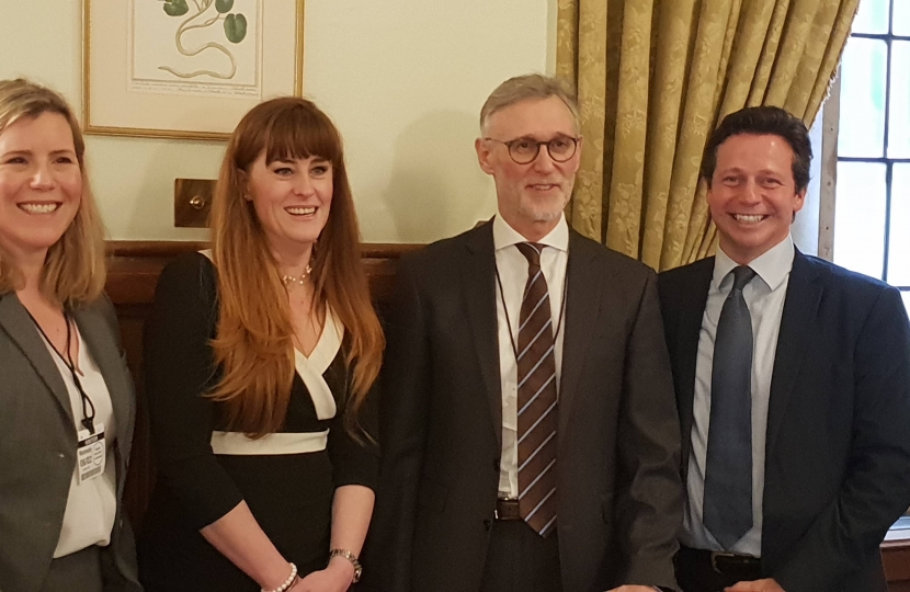 Nigel Huddleston MP with Cassie Bray, Carl Antzen and Kelly Tolhurst MP