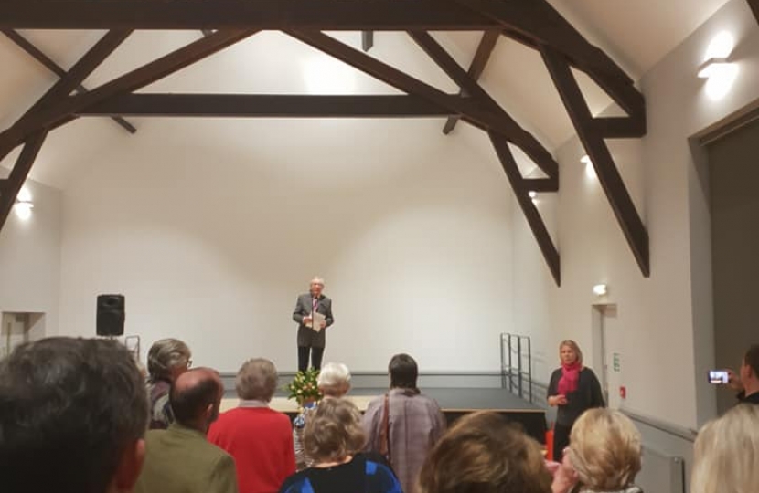 Nigel Huddleston MP at reopening of Main Hall in Ombersley