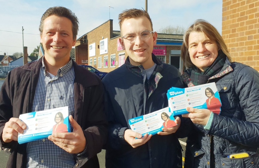 Nigel Huddleston MP with Rachel Maclean MP and Redditch candidate Pete Fleming