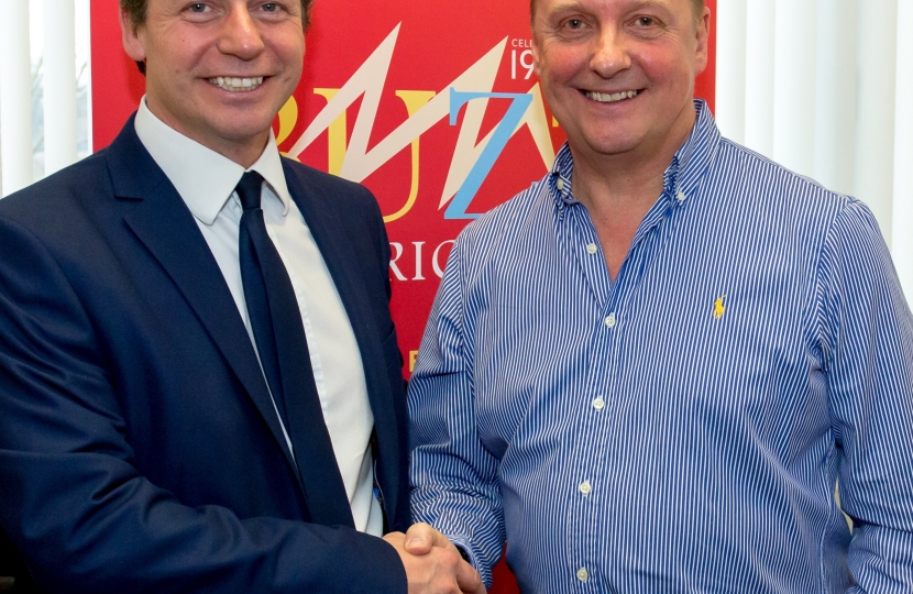 Nigel Huddleston MP with Steve Owens at Buzz Electrical