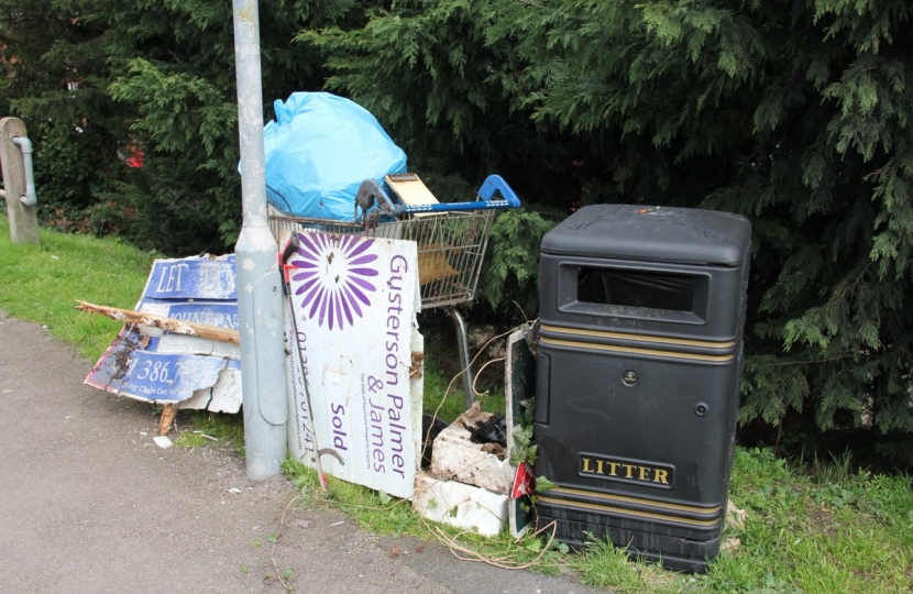 Rubbish piled next to the bin
