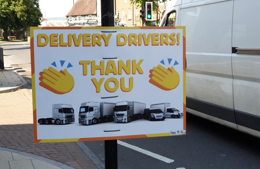 Thank you delivery drivers sign