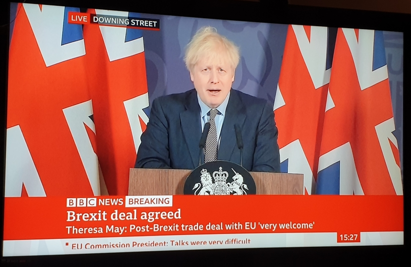 Pic of PM Boris Johnson announcing trade deal