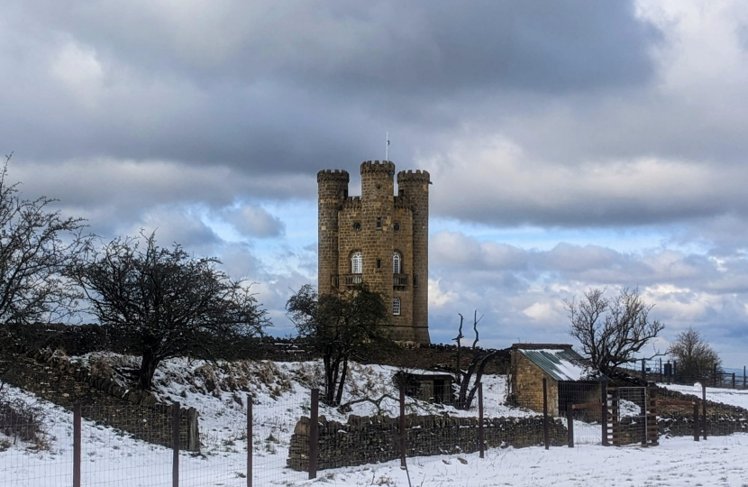 Broadway Tower in snow