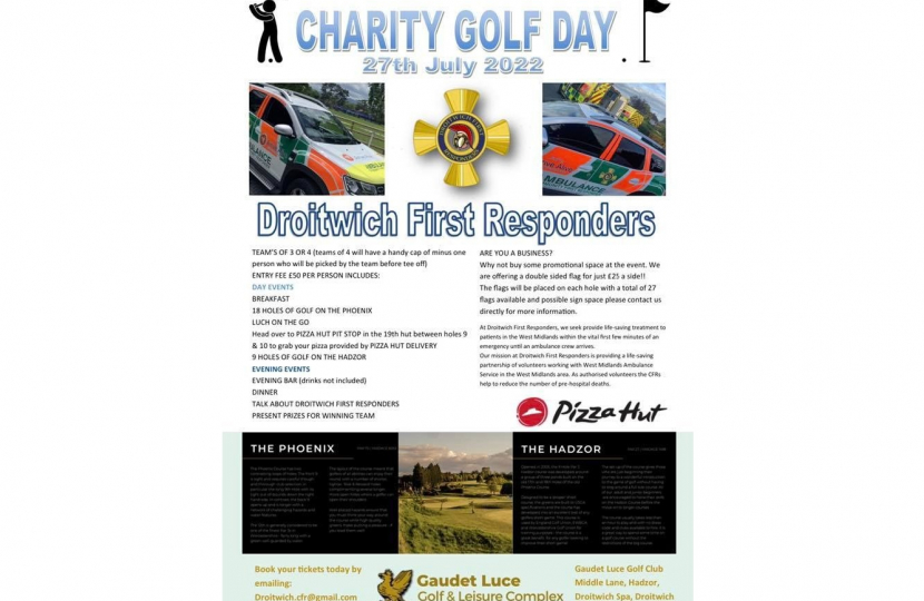 Charity Golf Day in aid of Droitwich First Responders