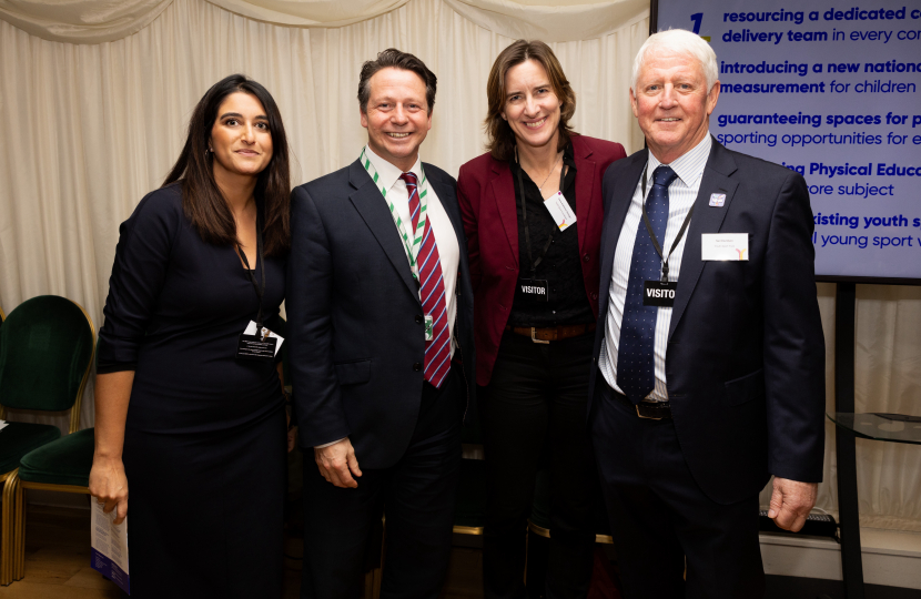 Pictured with members of the Youth Sport Trust's Board: Shweta Sharma, Dame Katherine Grainger DBE and Neil Davidson CBE