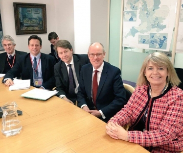 Nick Gibb in meeting with Nigel with Worcestershrie MPs Harriett Baldwin, Robin Walker and representatives